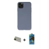 MARSİLYAN™- iPhone 11 Pro Max Kılıf Ahenk Serisi - Siyah 18D Cam Ekran Koruyucu + Yeşil Rainbow Kamera Lens Koruma Cam