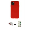 MARSİLYAN™- iPhone 11 Pro Max Kılıf Ahenk Serisi - Siyah 20D Premium Cam Ekran Koruyucu + Kırmızı Pers Alüminyum Kamera Lens