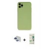 MARSİLYAN™- iPhone 11 Pro Max Kılıf Ahenk Serisi - Siyah 20D Premium Cam Ekran Koruyucu + Lacivert Pers Alüminyum Kamera Lens