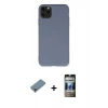 MARSİLYAN™- iPhone 11 Pro Max Kılıf Ahenk Serisi - Siyah 34D Hayalet Izgaralı Cam + Metal Kamera Lens Koruma Cam - AKYL