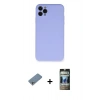 MARSİLYAN™- iPhone 11 Pro Max Kılıf Ahenk Serisi - Siyah 34D Hayalet Izgaralı Cam + Gümüş Shine Kamera Lens Koruma Cam