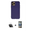 MARSİLYAN™- iPhone 11 Pro Max Kılıf Ahenk Serisi - Siyah 34D Hayalet Izgaralı Cam + Kamera Lens Koruma Cam - SF