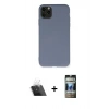 MARSİLYAN™- iPhone 11 Pro Max Kılıf Ahenk Serisi - Siyah 34D Hayalet Izgaralı Cam + Kamera Lens Koruma Cam - SF