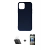 MARSİLYAN™- iPhone 11 Pro Max Kılıf Ahenk Serisi - Siyah 34D Hayalet Izgaralı Cam + Kamera Lens Koruma Cam - SF