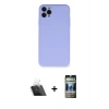 MARSİLYAN™- iPhone 11 Pro Max Kılıf Ahenk Serisi - Siyah 34D Hayalet Izgaralı Cam + Kamera Lens Koruma Cam - SF
