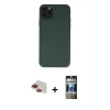 MARSİLYAN™- iPhone 11 Pro Max Kılıf Ahenk Serisi - Siyah 34D Hayalet Izgaralı Cam + Kırmızı Pers Alüminyum Kamera Lens
