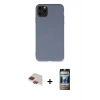 MARSİLYAN™- iPhone 11 Pro Max Kılıf Ahenk Serisi - Siyah 34D Hayalet Izgaralı Cam + Kırmızı Pers Alüminyum Kamera Lens