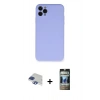 MARSİLYAN™- iPhone 11 Pro Max Kılıf Ahenk Serisi - Siyah 34D Hayalet Izgaralı Cam + Pers Alüminyum Kamera Lens - LT