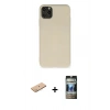 MARSİLYAN™- iPhone 11 Pro Max Kılıf Ahenk Serisi - Siyah 34D Hayalet Izgaralı Cam + Pembe Renkli Kamera Lens Koruma Cam