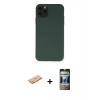 MARSİLYAN™- iPhone 11 Pro Max Kılıf Ahenk Serisi - Siyah 34D Hayalet Izgaralı Cam + Pembe Renkli Kamera Lens Koruma Cam