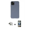 MARSİLYAN™- iPhone 11 Pro Max Kılıf Ahenk Serisi - Siyah 34D Hayalet Izgaralı Cam + Pers Alüminyum Kamera Lens - YL