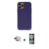 MARSİLYAN™- iPhone 11 Pro Max Kılıf Ahenk Serisi - Siyah 34D Hayalet Izgaralı Cam + Pers Alüminyum Kamera Lens - YL