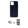 MARSİLYAN™- iPhone 11 Pro Max Kılıf Ahenk Serisi - Siyah 34D Hayalet Izgaralı Cam + Pers Alüminyum Kamera Lens - YL
