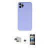 MARSİLYAN™- iPhone 11 Pro Max Kılıf Ahenk Serisi - Siyah 34D Hayalet Izgaralı Cam + Pers Alüminyum Kamera Lens - YL