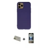 MARSİLYAN™- iPhone 11 Pro Max Kılıf Ahenk Serisi - Siyah 34D Hayalet Izgaralı Cam + Rainbow Kamera Lens Koruma Cam - GD