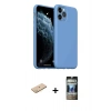 MARSİLYAN™- iPhone 11 Pro Max Kılıf Ahenk Serisi - Siyah 34D Hayalet Izgaralı Cam + Renkli Kamera Lens Koruma Cam - SI