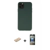 MARSİLYAN™- iPhone 11 Pro Max Kılıf Ahenk Serisi - Siyah 34D Hayalet Izgaralı Cam + Renkli Kamera Lens Koruma Cam - SI