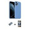MARSİLYAN™- iPhone 11 Pro Max Kılıf Ahenk Serisi - Siyah 34D Hayalet Izgaralı Cam + Siyah Metal Kamera Lens Koruma Cam
