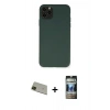 MARSİLYAN™- iPhone 11 Pro Max Kılıf Ahenk Serisi - Siyah 34D Hayalet Izgaralı Cam + Yeşil Rainbow Kamera Lens Koruma Cam