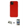 MARSİLYAN™- iPhone 11 Pro Max Kılıf Ahenk Serisi - Siyah 34D Hayalet Izgaralı Cam + Yeşil Rainbow Kamera Lens Koruma Cam