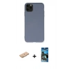 MARSİLYAN™- iPhone 11 Pro Max Kılıf Ahenk Serisi - Siyah 34D Izgaralı Cam + Renkli Kamera Lens Koruma Cam - PE