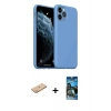 MARSİLYAN™- iPhone 11 Pro Max Kılıf Ahenk Serisi - Siyah 34D Izgaralı Cam + Turuncu Renkli Kamera Lens Koruma Cam