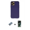 MARSİLYAN™- iPhone 11 Pro Max Kılıf Ahenk Serisi - Siyah 360 Mat Full Body Arka Koruyucu + Shine Kamera Lens Koruma Cam - GI