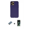 MARSİLYAN™- iPhone 11 Pro Max Kılıf Ahenk Serisi - Siyah 360 Mat Full Body Arka Koruyucu + Metal Kamera Lens Koruma Cam - GD