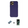 MARSİLYAN™- iPhone 11 Pro Max Kılıf Ahenk Serisi - Siyah 360 Mat Full Body Arka Koruyucu + Metal Kamera Lens Koruma Cam - MI