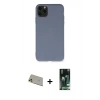 MARSİLYAN™- iPhone 11 Pro Max Kılıf Ahenk Serisi - Siyah 360 Mat Full Body Arka Koruyucu + Rainbow Kamera Lens Koruma Cam - GD