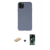 MARSİLYAN™- iPhone 11 Pro Max Kılıf Ahenk Serisi - Siyah 360 Mat Full Body Arka Koruyucu + Renkli Kamera Lens Koruma Cam - PE