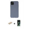 MARSİLYAN™- iPhone 11 Pro Max Kılıf Ahenk Serisi - Siyah 360 Mat Full Body Arka Koruyucu + Renkli Kamera Lens Koruma Cam - YL