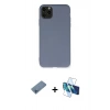 MARSİLYAN™- iPhone 11 Pro Max Kılıf Ahenk Serisi - Siyah 3D Antistatik Cam Ekran Koruyucu + Shine Kamera Lens Koruma Cam - MI