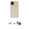 MARSİLYAN™- iPhone 11 Pro Max Kılıf Ahenk Serisi - Siyah 3D Antistatik Cam Ekran Koruyucu + Renkli Kamera Lens Koruma Cam - MI