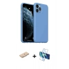MARSİLYAN™- iPhone 11 Pro Max Kılıf Ahenk Serisi - Siyah 3D Antistatik Cam Ekran Koruyucu + Renkli Kamera Lens Koruma Cam - MI
