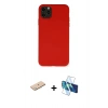 MARSİLYAN™- iPhone 11 Pro Max Kılıf Ahenk Serisi - Siyah 3D Antistatik Cam Ekran Koruyucu + Renkli Kamera Lens Koruma Cam - MI
