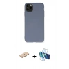 MARSİLYAN™- iPhone 11 Pro Max Kılıf Ahenk Serisi - Siyah 3D Antistatik Cam Ekran Koruyucu + Renkli Kamera Lens Koruma Cam - MI