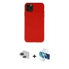 MARSİLYAN™- iPhone 11 Pro Max Kılıf Ahenk Serisi - Siyah 3D Antistatik Cam Ekran Koruyucu + Pers Alüminyum Kamera Lens - SH