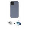MARSİLYAN™- iPhone 11 Pro Max Kılıf Ahenk Serisi - Siyah 3D Antistatik Cam Ekran Koruyucu + Pers Alüminyum Kamera Lens - SH