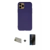 MARSİLYAN™- iPhone 11 Pro Max Kılıf Ahenk Serisi - Siyah 3D Antistatik Hayalet Cam Ekran Koruyucu + Rainbow Kamera Lens Koruma Cam - GD