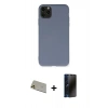 MARSİLYAN™- iPhone 11 Pro Max Kılıf Ahenk Serisi - Siyah 3D Antistatik Hayalet Cam Ekran Koruyucu + Rainbow Kamera Lens Koruma Cam - GD