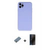 MARSİLYAN™- iPhone 11 Pro Max Kılıf Ahenk Serisi - Siyah 3D Antistatik Hayalet Cam Ekran Koruyucu + Gümüş Metal Kamera Lens Koruma Cam