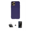 MARSİLYAN™- iPhone 11 Pro Max Kılıf Ahenk Serisi - Siyah 3D Antistatik Hayalet Cam Ekran Koruyucu + Kamera Lens Koruma Cam - SF