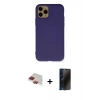MARSİLYAN™- iPhone 11 Pro Max Kılıf Ahenk Serisi - Siyah 3D Antistatik Hayalet Cam Ekran Koruyucu + Pers Alüminyum Kamera Lens - KI