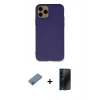 MARSİLYAN™- iPhone 11 Pro Max Kılıf Ahenk Serisi - Siyah 3D Antistatik Hayalet Cam Ekran Koruyucu + Shine Kamera Lens Koruma Cam - MI