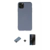 MARSİLYAN™- iPhone 11 Pro Max Kılıf Ahenk Serisi - Siyah 3D Antistatik Hayalet Cam Ekran Koruyucu + Metal Kamera Lens Koruma Cam - MR