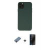 MARSİLYAN™- iPhone 11 Pro Max Kılıf Ahenk Serisi - Siyah 3D Antistatik Hayalet Cam Ekran Koruyucu + Pembe Shine Kamera Lens Koruma Cam