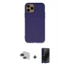 MARSİLYAN™- iPhone 11 Pro Max Kılıf Ahenk Serisi - Siyah 3D Antistatik Hayalet Cam Ekran Koruyucu + Pers Alüminyum Kamera Lens - SH