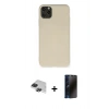 MARSİLYAN™- iPhone 11 Pro Max Kılıf Ahenk Serisi - Siyah 3D Antistatik Hayalet Cam Ekran Koruyucu + Pers Alüminyum Kamera Lens - SH