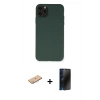 MARSİLYAN™- iPhone 11 Pro Max Kılıf Ahenk Serisi - Siyah 3D Antistatik Hayalet Cam Ekran Koruyucu + Renkli Kamera Lens Koruma Cam - PE
